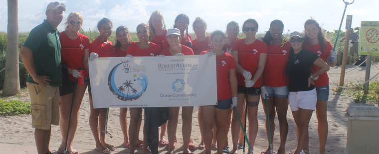Volleyball Participates in Beach Cleanup