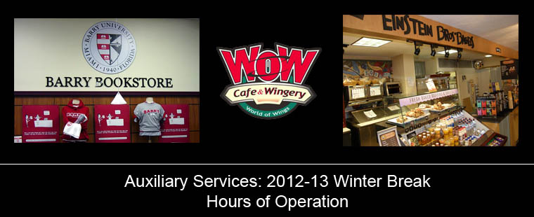 Auxiliary Services: winter break service hours