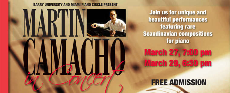 World-renowned pianist Martin Camacho-Zavaleta to perform at Barry and Steinway Piano Gallery