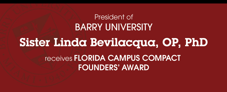 Sister Linda Bevilacqua receives Florida Campus Compact Founders’ Award