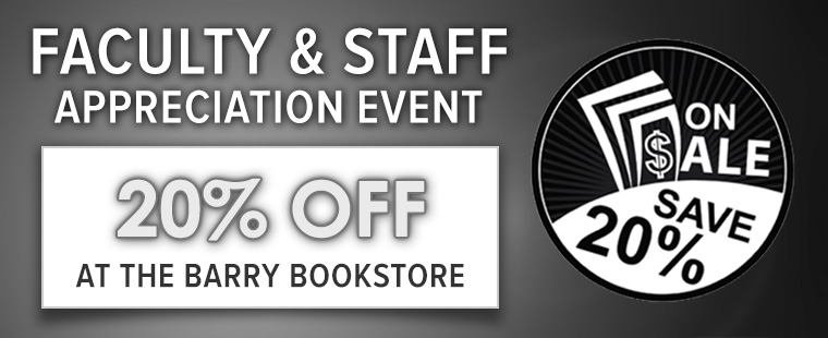 Stop by the Barry Bookstore and enjoy 20% off