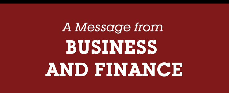 A Message from the Vice President for Business and Finance