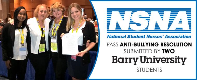 The National Student Nurses' Association pass anti-bullying resolution submitted by two Barry University students