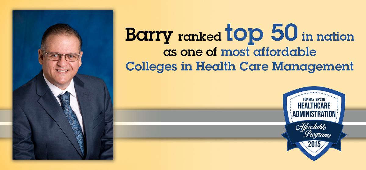 Barry ranked top 50 in nation affordable Colleges in Health Care Management 