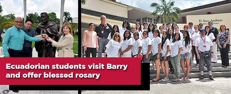 Ecuadorian students visit Barry and offer blessed rosaries