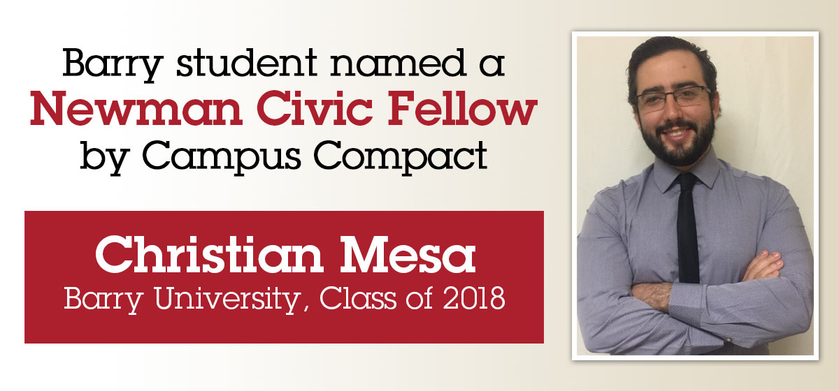Barry student named a Newman Civic Fellow by Campus Compact
