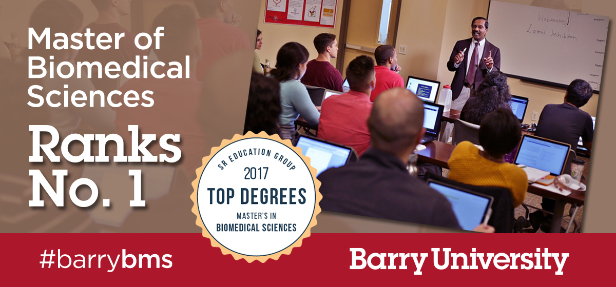 Barry University’s Master of Biomedical Sciences Program ranked No. 1 in the US.