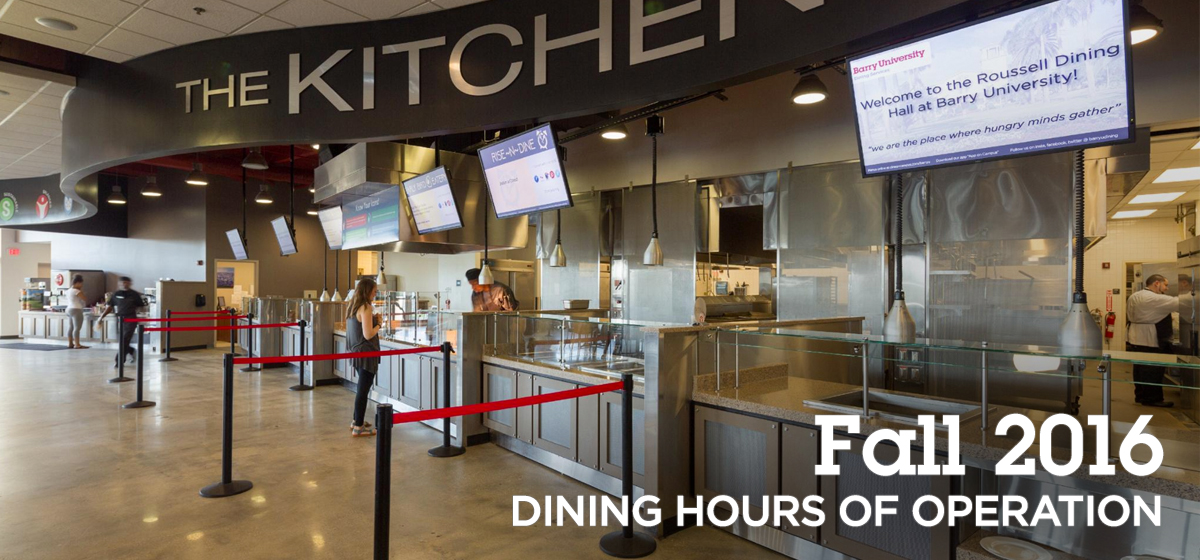 Fall 2016 Dining Hours of Operation