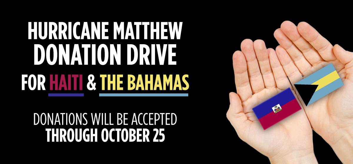 Hurricane Matthew Donation Drive for Haiti & The Bahamas