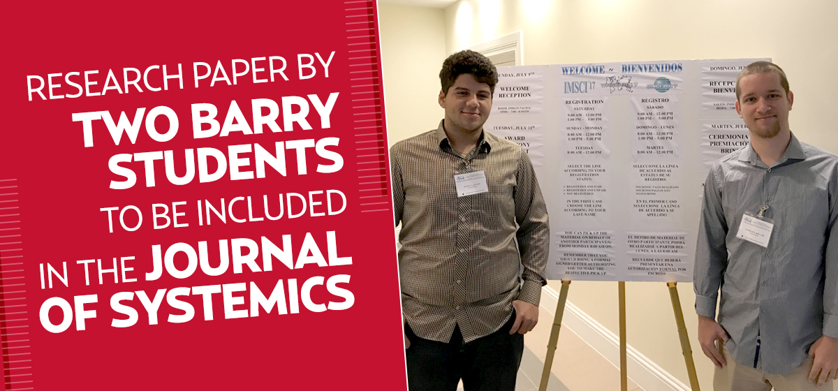 Research paper by two Barry students to be included in the Journal of Systemics