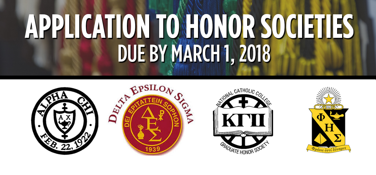 Application to Honor Societies due by March 1, 2018