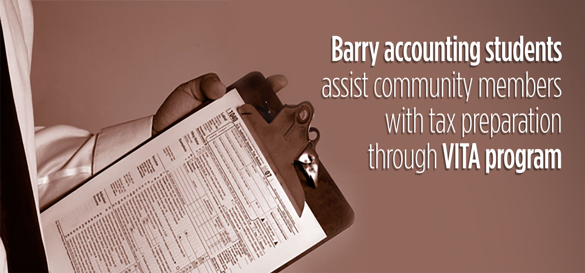 Barry accounting students assist community members with tax preparation