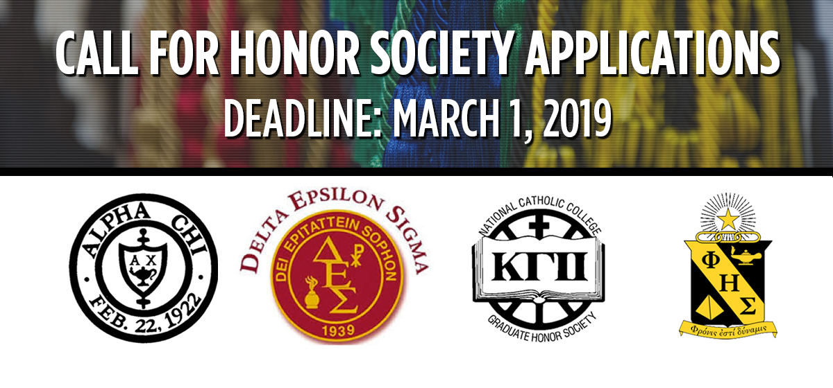 Applications to Honor Societies due by March 1, 2019