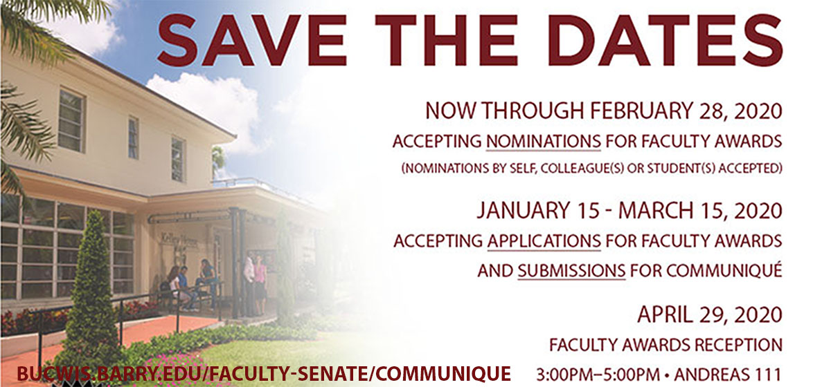 Submit Nominations and Applications for the Communique' Faculty Awards and Newsletter.
