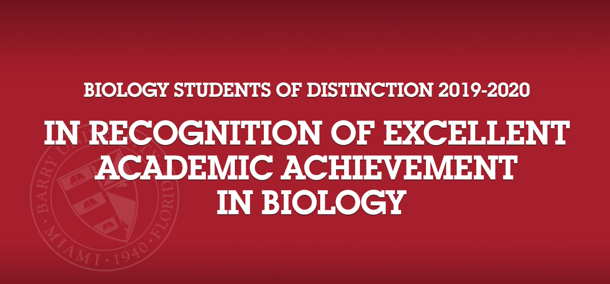 Biology Students of Distinction 2019-2020