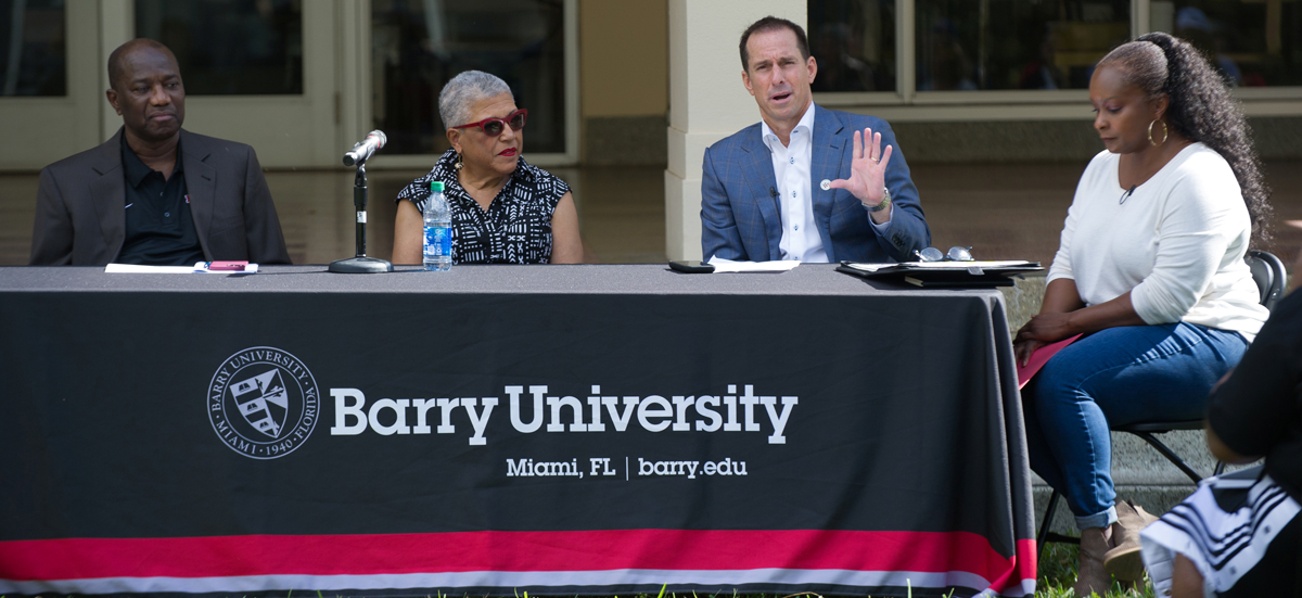 Barry University President, Dr. Mike Allen, participates in a panel discussion